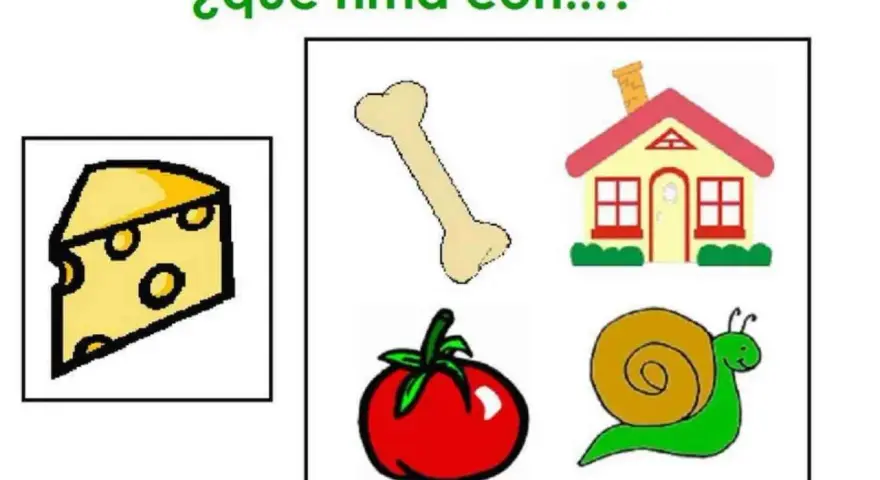 Un queso, un hueso, una casa, un tomate y un caracol. ¡Juego para desarrollar la conciencia silábica!