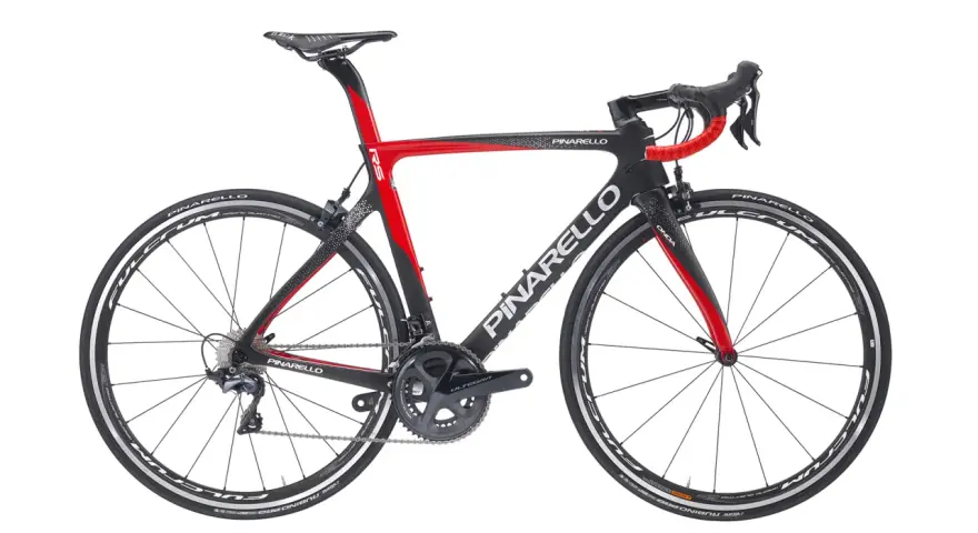 Sleek black and red Pinarello Gan RS road bike with Ultegra components and Fulcrum wheels, ready for a fast ride.