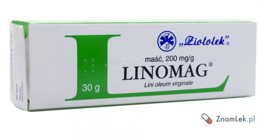 Opakowanie maści Linomag, z dużym zielonym "L". Czy wolisz linomag czerwony czy zielony?