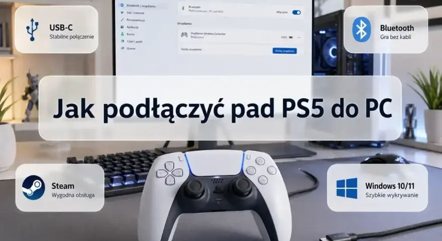 Jak podłączyć pada PS5 do PC? Zobacz, jak łatwo połączyć kontroler DualSense przez USB-C lub Bluetooth, by cieszyć się grami na Windows 10/11 ze wsparciem Steam.