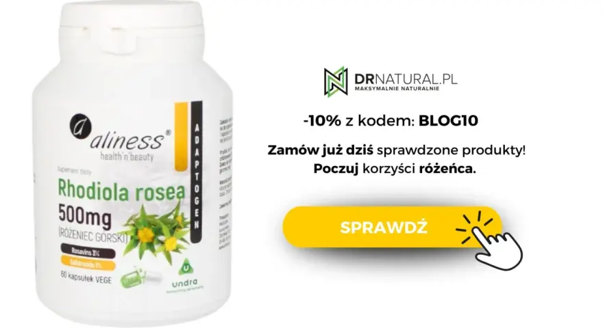 Opakowanie suplementu diety z różeńcem górskim 500mg. Sprawdź dawkowanie i poczuj korzyści.