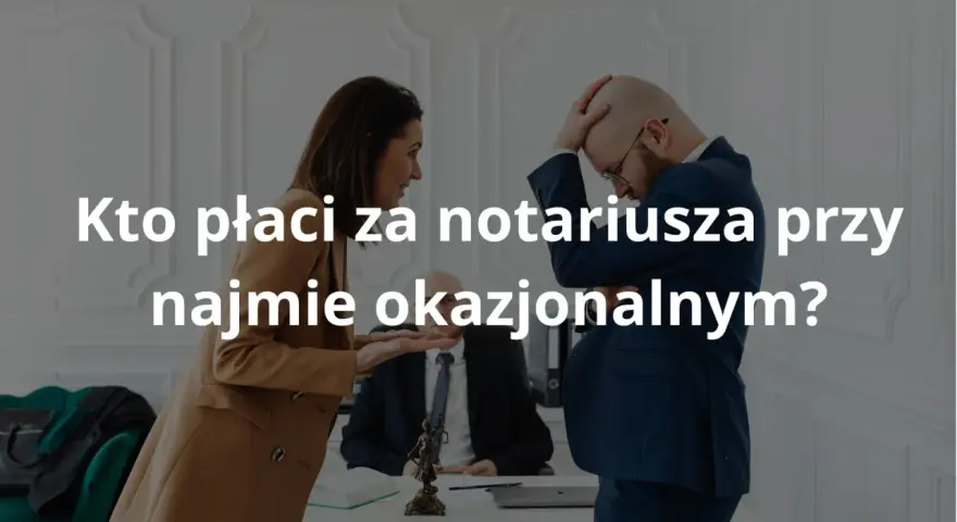 Kto płaci za notariusza przy wynajmie mieszkania? Dwie osoby kłócą się przy biurku, trzecia siedzi za nim.