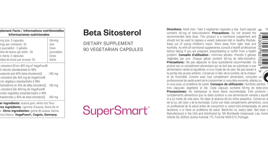 Integratore alimentare con beta-sitosterolo, 90 capsule vegetariane.