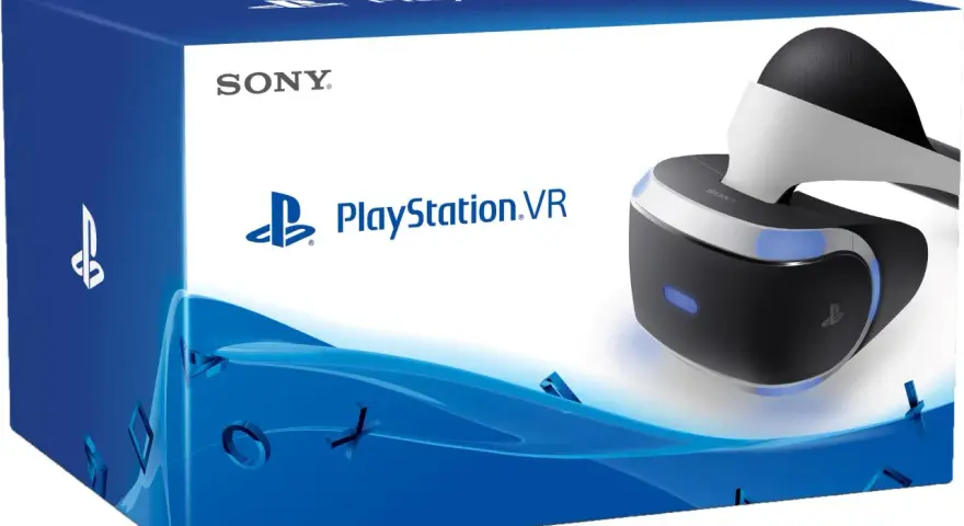 Pudełko PlayStation VR z goglami VR na pierwszym planie.