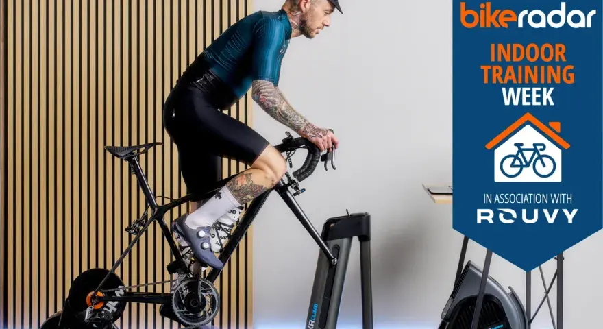 Man on a bike roller trainer, part of BikeRadar's Indoor Training Week.