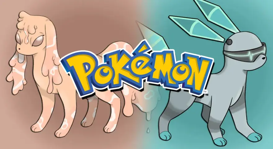 Dos Pokémon de la 8 generación: uno rosado y pegajoso, otro gris con gafas futuristas.