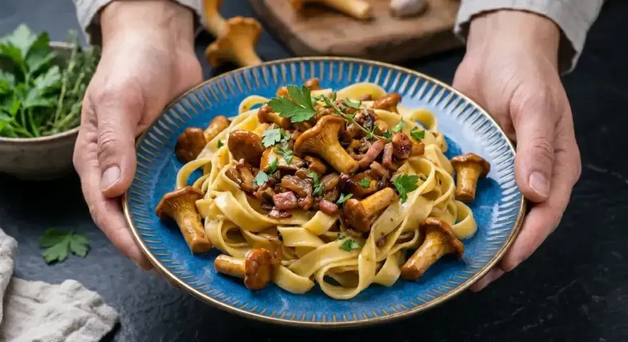 Pyszne fettuccine z kurkami i boczkiem, idealne na jesienny obiad. Prosty przepis na makaron z grzybami.