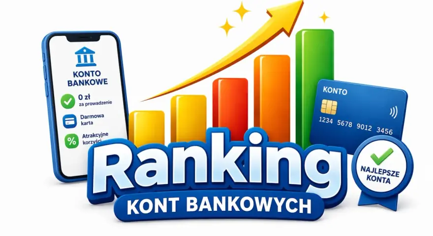 Ranking kont bankowych z telefonem, kartą i wykresem wzrostu. Znajdź najlepszy bank w Polsce!