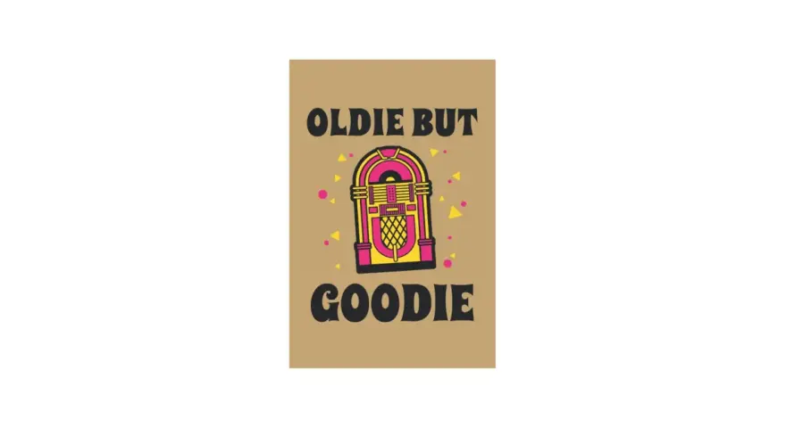 Ein bunter Jukebox-Druck mit der Aufschrift "Oldie but goodie". Perfekt für Musikliebhaber, die den Charme vergangener Zeiten schätzen.