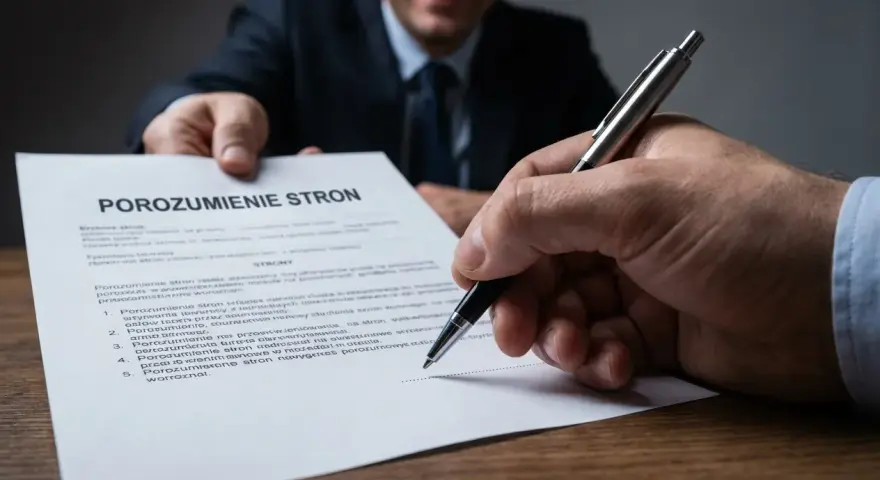 Podpisanie dokumentu "Porozumienie stron" - wzór wypowiedzenia umowy o pracę za porozumieniem stron.