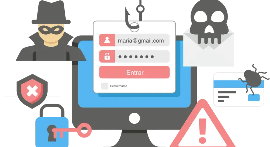 Ladrón acecha login, alerta de seguridad y tarjeta de crédito. ¡Es hora de eliminar phishing!