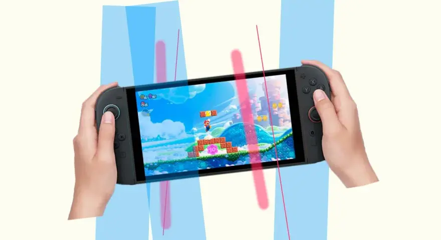 Manos sujetando una Nintendo Switch 2 Lite jugando a Super Mario Bros.