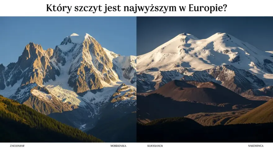 Dwa majestatyczne szczyty, jeden skalisty, drugi ośnieżony, rywalizują o miano najwyższego szczytu Europy.