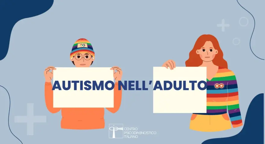 Due persone con cartelli: "AUTISMO NELL'ADULTO". Il centro diagnostico italiano si occupa di chi diagnostica l'autismo negli adulti.