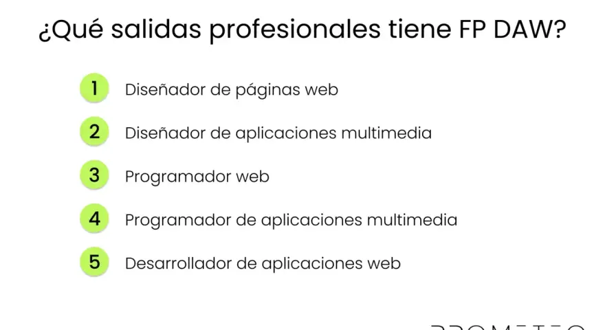 FP DAW online ofrece salidas como diseñador web, programador multimedia y desarrollador de aplicaciones.