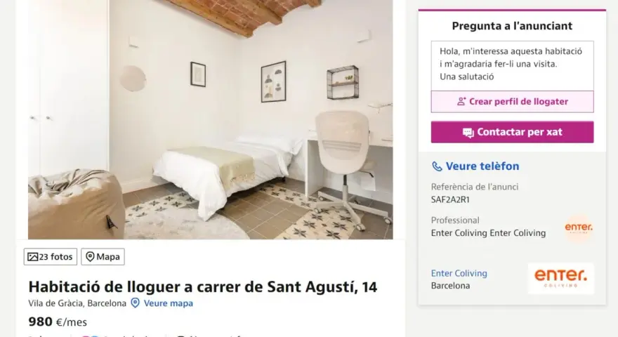 Habitación en alquiler en Barcelona, Vila de Gràcia. Es legal alquilar habitaciones en Barcelona, como esta acogedora estancia.