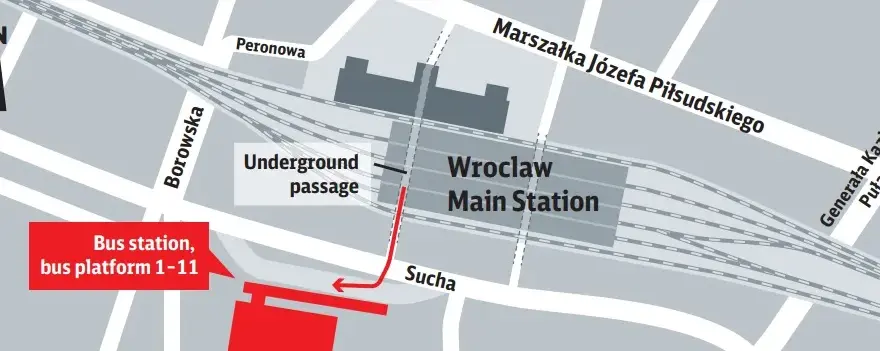 Autobusy Wrocław-Zakopane: Odjazd z Dworca Sucha 1 Wskazówki