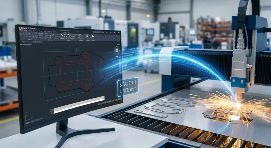 Gotowe projekty DXF w procesie cięcia laserem. Cyfrowy projekt przekształca się w realny element.