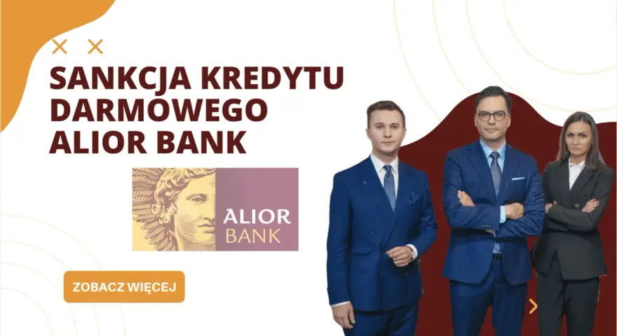 Sankcja kredytu darmowego Alior Bank. Trzy osoby w garniturach stoją obok siebie.