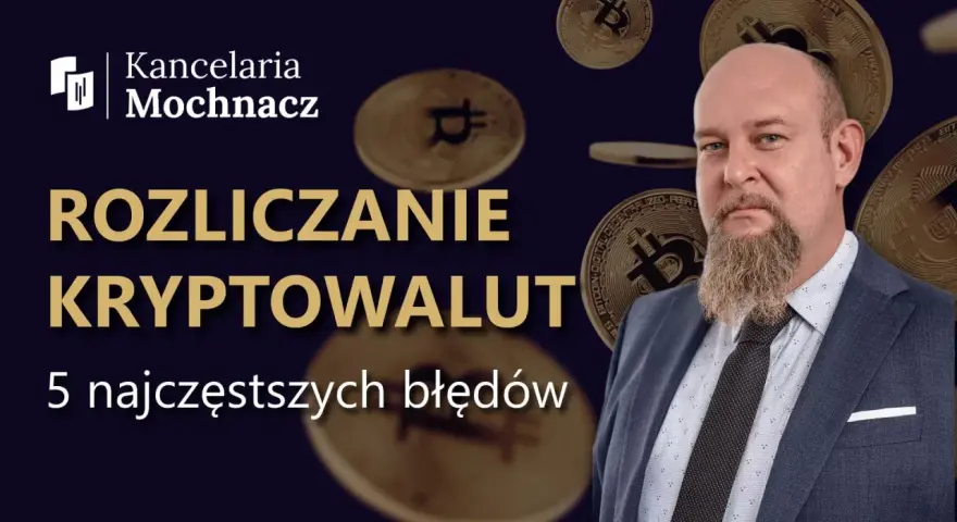 Ekspert wyjaśnia, jak rozliczać kryptowaluty, unikając 5 najczęstszych błędów. W tle monety Bitcoin.