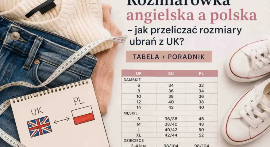 Tabela rozmiarów: rozmiar 16 damski UK to 42 EU i 40 PL. Pomoc w przeliczaniu rozmiarów ubrań z UK.