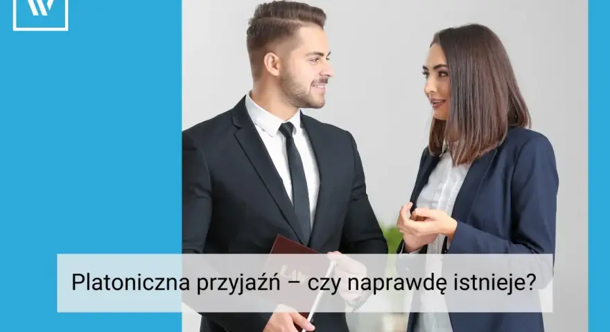 Mężczyzna i kobieta w garniturach rozmawiają. Czy istnieje relacja platoniczna?