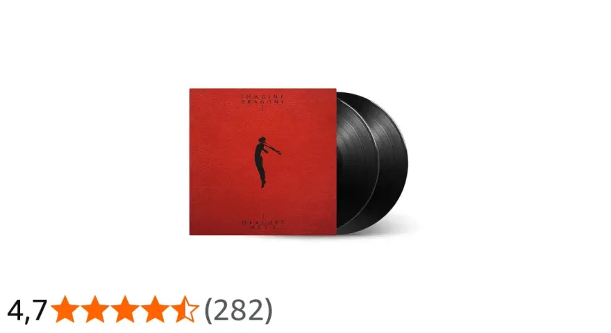 Płyta winylowa Imagine Dragons Mercury – Act 2. Czerwona okładka z sylwetką postaci i tytułem albumu.