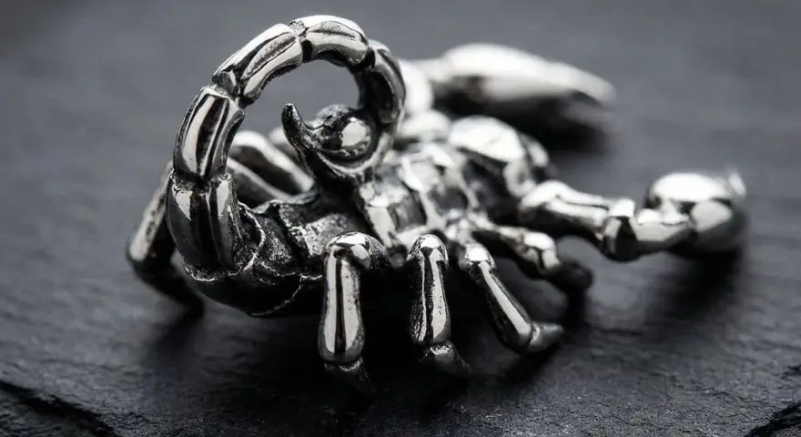Metalowy skorpion, jakby wyrzeźbiony z kamienia, od kiedy tylko pamiętam, budzi podziw swoim groźnym wyglądem.