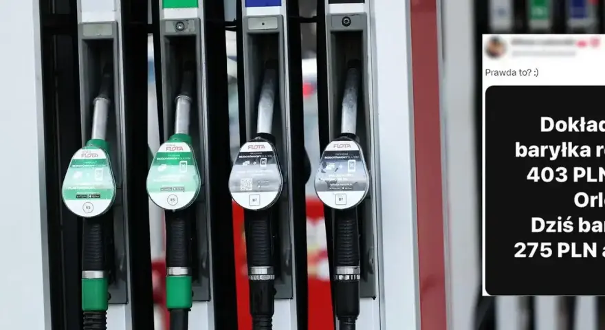 Dystrybutory paliwa. Ile litrów benzyny można kupić za baryłkę ropy? Cena ropy spadła z 403 do 275 PLN.