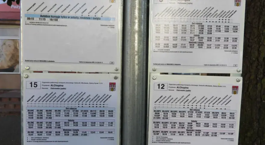 Rozkład jazdy MPK Włocławek dla linii 3, 12, 15 i P. Sprawdź godziny odjazdów autobusów w dni robocze, soboty i święta.
