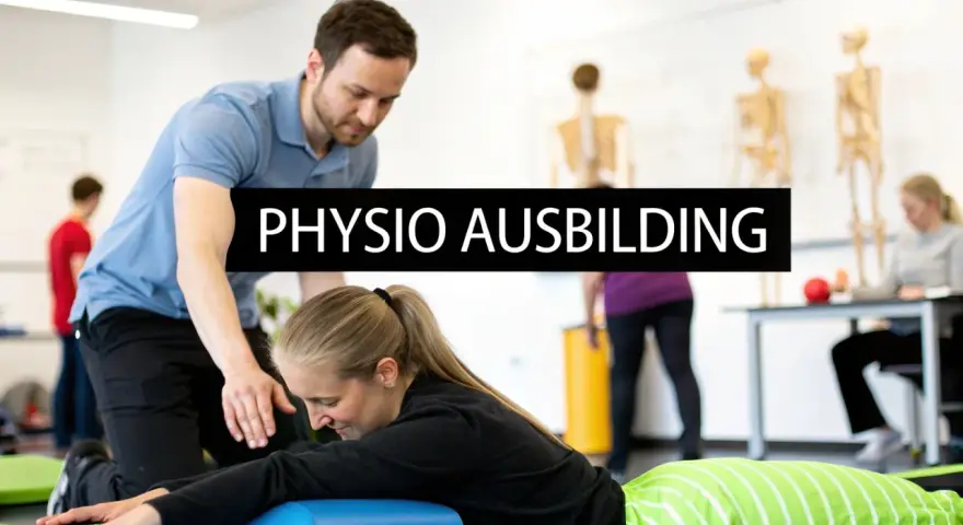 Physiotherapeut leitet Übung an. Ein spannendes sporttherapie studium mit Fokus auf praktische Ausbildung.