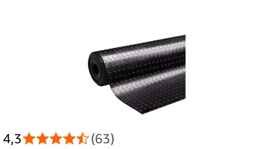 Rollo de suelo de goma negra con relieve circular. Ideal para saber como limpiar suelo de goma negra y mantenerlo impecable.