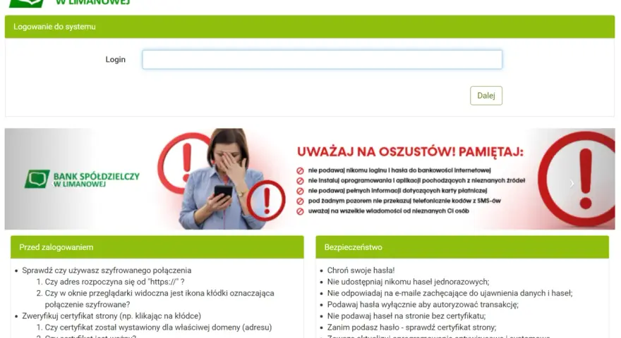 Strona logowania do banku. Pamiętaj o bezpieczeństwie, aby uniknąć problemów ze zmianą nazwiska w banku.