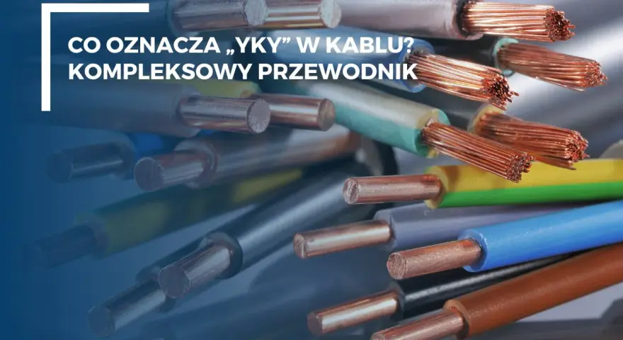 Zestaw przewodów elektrycznych, w tym yky, z widocznymi miedzianymi żyłami i kolorowymi izolacjami.