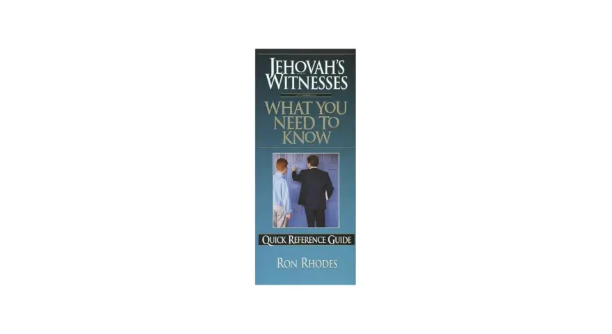 Book cover: Jehovah's Witnesses: What You Need to Know. A man in a suit knocks on a door, while a younger man waits.