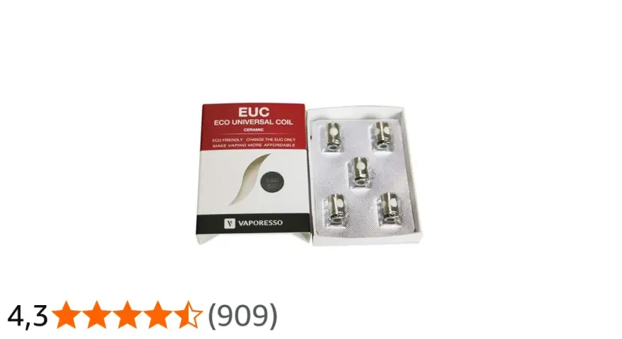 Caja de recambios Vaporesso EUC Ceramic. Cinco resistencias universales para un vapeo más económico y ecológico.