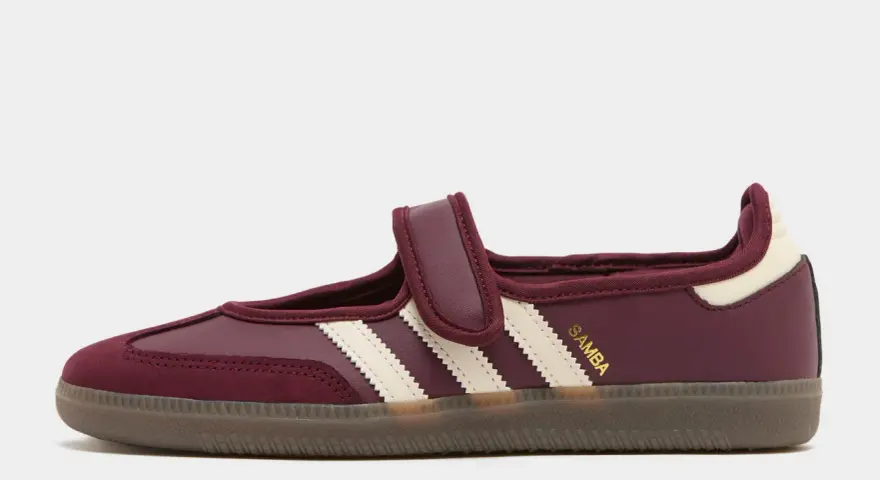 Bordowe buty adidas Samba, rozmiar 38 2/3, idealne na co dzień.