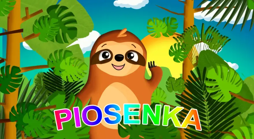 Wesoła leniwiec w dżungli zaprasza do słuchania fajnych piosenek dla dzieci 9-10 lat.