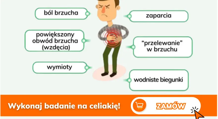 Ból brzucha, zaparcia, wzdęcia, wymioty, przelewanie i wodniste biegunki to objawy celiakii u dzieci. Wykonaj badanie!
