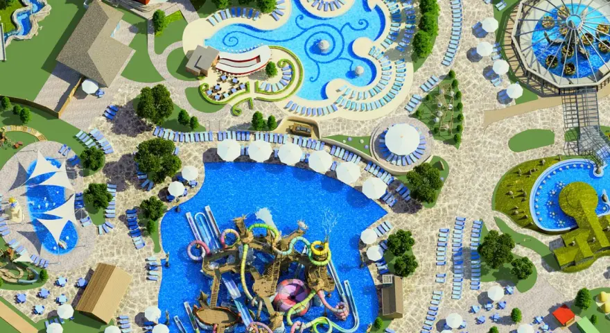 Ein luxuriöser Wasserpark mit Rutschen, Pools und Liegestühlen. Die "Rulantica Erfahrungen" sind hier garantiert, mit viel Spaß für die ganze Familie.