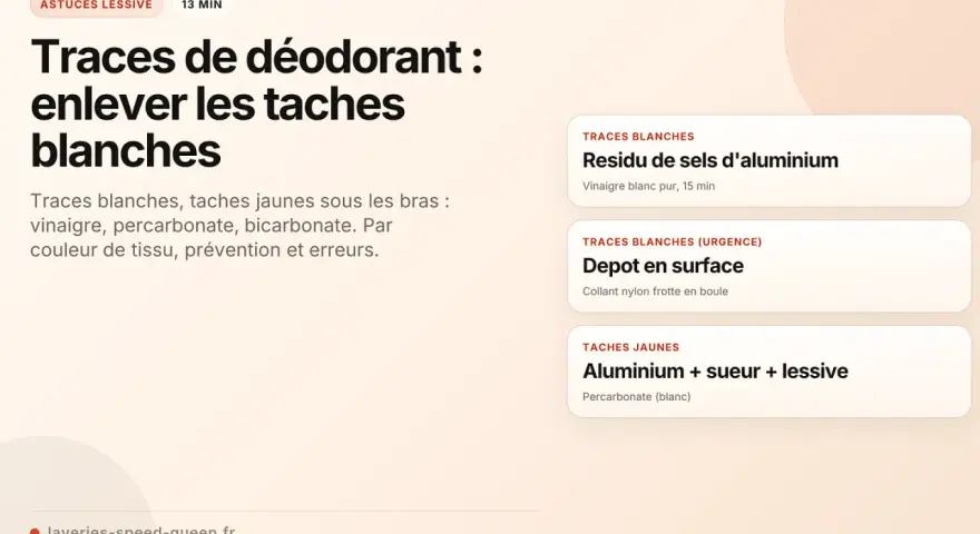 Astuces pour enlever les traces de déodorant, y compris le **détachant trace transpiration**. Solutions pour traces blanches et jaunes.
