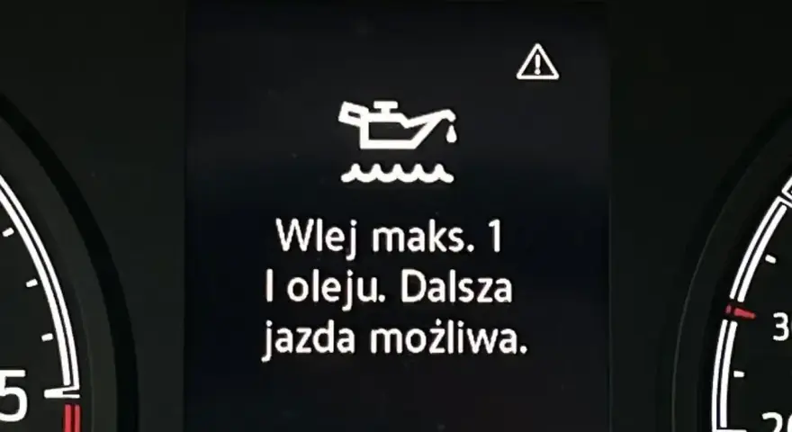 Kontrolka oleju z falą informuje: "Wlej maks. 1 l oleju. Dalsza jazda możliwa.