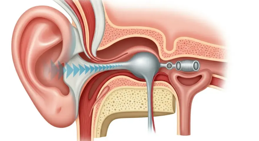 Schéma de l'oreille montrant comment se boucher les oreilles sans boule quies, avec un appareil bloquant les ondes sonores.