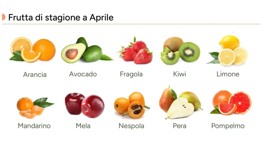 Arance, avocado, fragole, kiwi, limoni, mandarini, mele, nespole, pere e pompelmi: la frutta di stagione ad aprile è un tripudio di colori e sapori.
