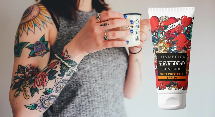 Krem z filtrem do tatuażu Cosmeptick chroni Twoje dzieła sztuki. Idealny do pielęgnacji skóry z tatuażami.