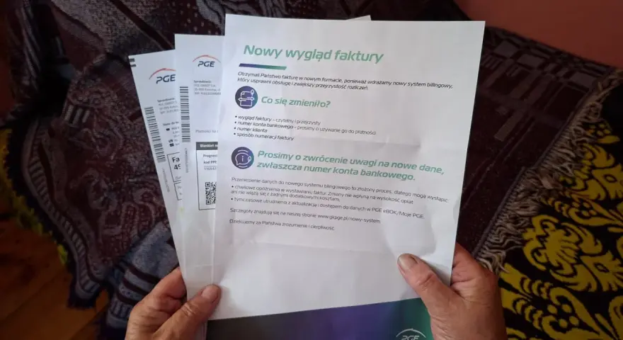 Nowy wygląd faktury PGE. Rozliczenie fotowoltaiki z PGE z nowym numerem konta bankowego.