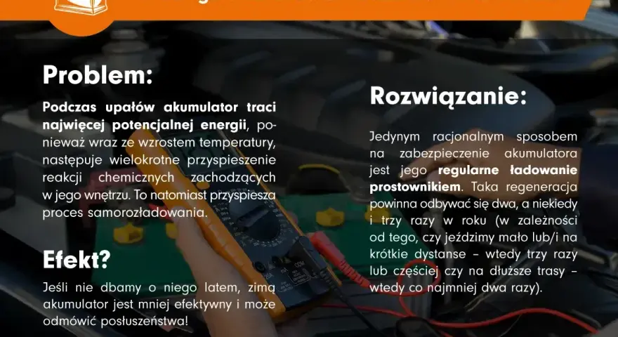 Zasiarczony akumulator objawy: latem traci energię, zimą może odmówić posłuszeństwa. Regularne ładowanie prostownikiem to rozwiązanie.