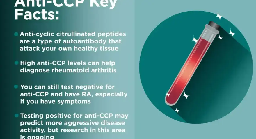 Kluczowe fakty o anty-CCP: przeciwciała atakujące tkanki, wysoki poziom anty-CCP pomaga diagnozować RZS. Test anty-CCP może przewidywać agresywność choroby.