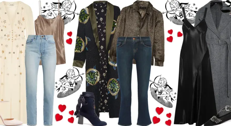Idee per come vestirsi per un appuntamento: abiti eleganti, jeans, camicie scintillanti e cappotti chic.