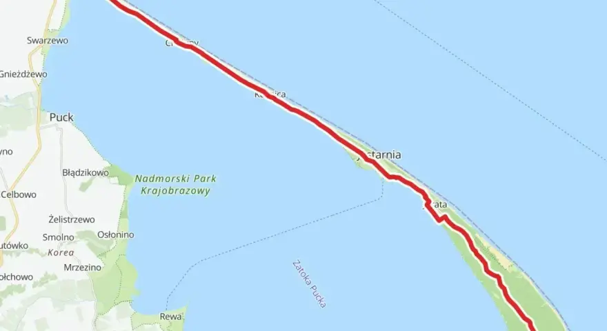 Trasa rowerowa EuroVelo biegnie przez Półwysep Helski od Władysławowa do Helu, wzdłuż Zatoki Puckiej.